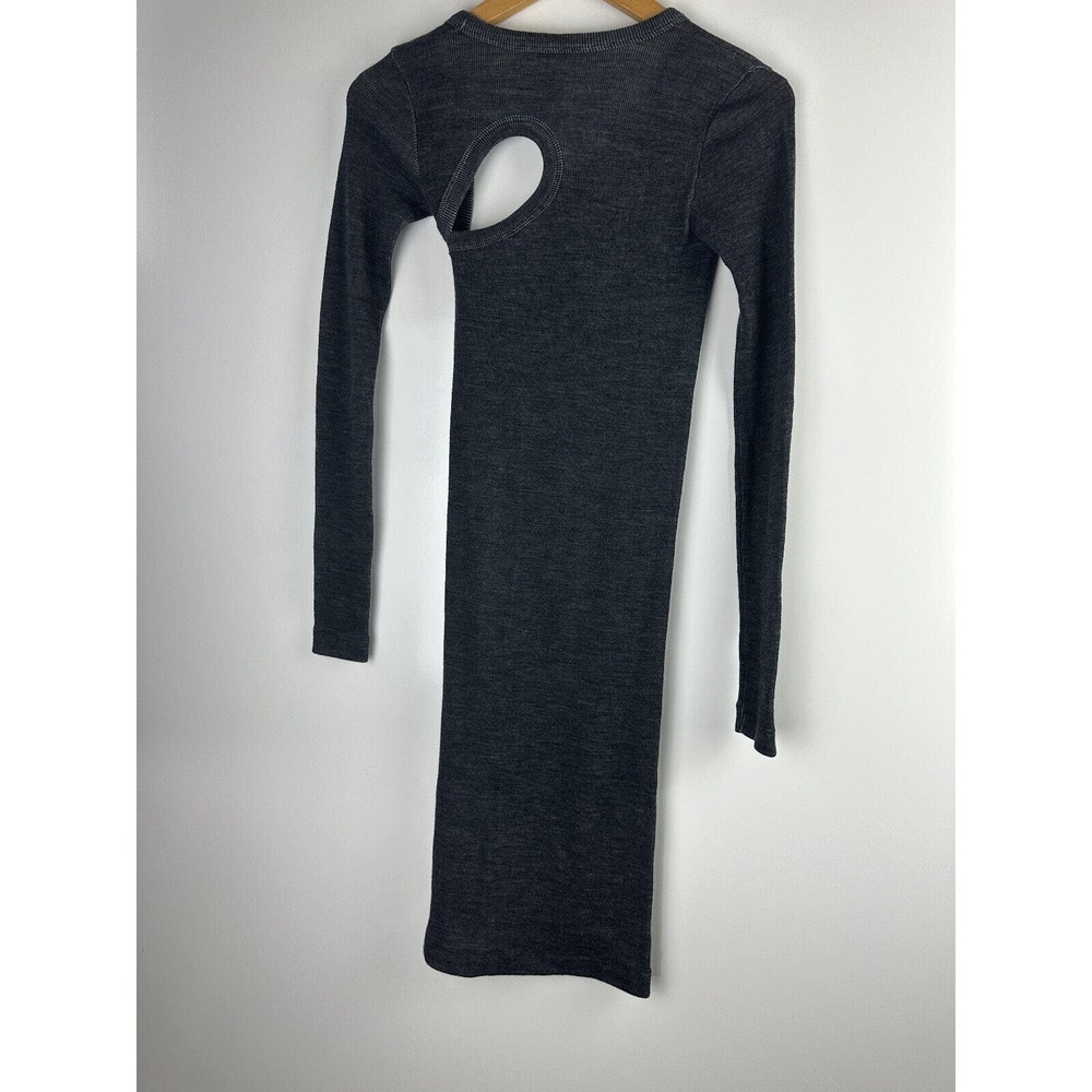 John Elliott Tubular Merino Asymmetric Dress Charcoal Gray Cutout XS Small - Picture 7 of 16